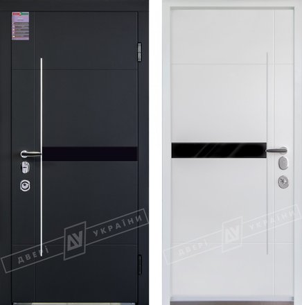 Купити Двері вхідні серії "ІНТЕР 6" модель Еліс чорне скло / Моттура / 880х2040 / Права (84475) - OLver Group | Вхідні двері «ДВЕРІ УКРАЇНИ» - ДВЕРІ УКРАЇНИ