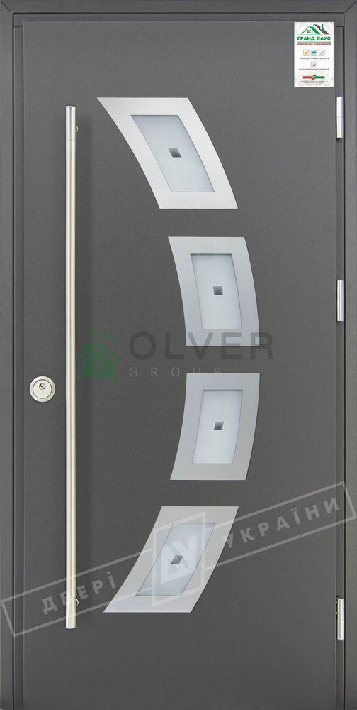 Купити Двері вхідні вуличні серії "GRAND HOUSE 73 mm" / Модель №5 / 870х2080 / Ліва (86429) - OLver Group |  - ДВЕРІ УКРАЇНИ